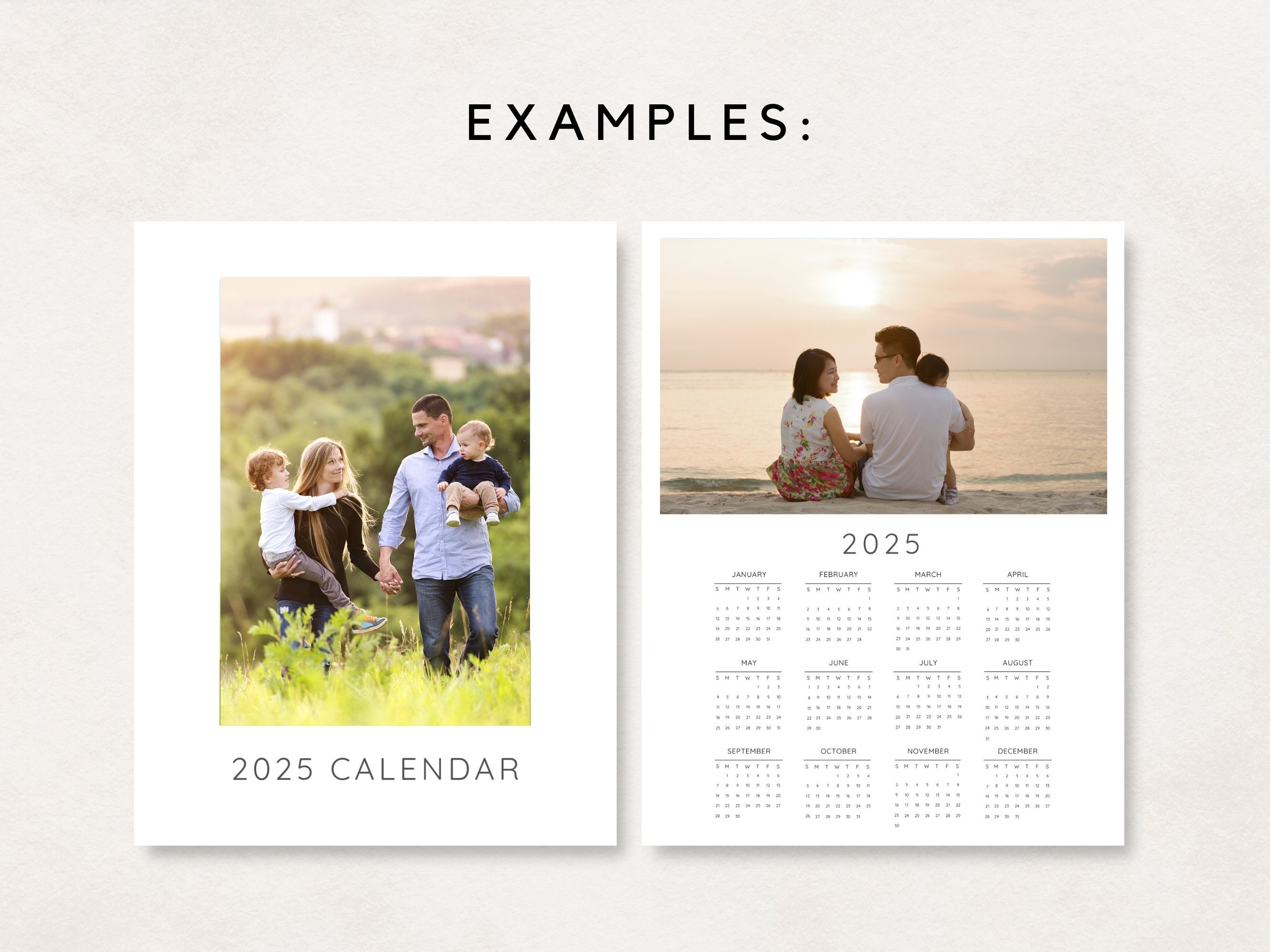 2025 Calendar Template, Photo Calendar, 2025 Wall Calendar, Blank