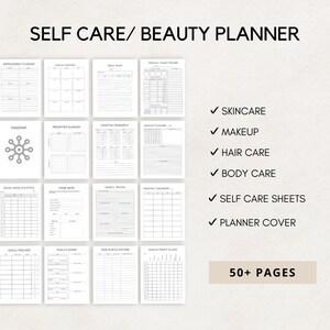 Stay organized and enhance your beauty routine with this Beauty Planner/ Self Care Planner Printable. Perfect for anyone who wants to track their skincare, makeup, haircare, and wellness goals.