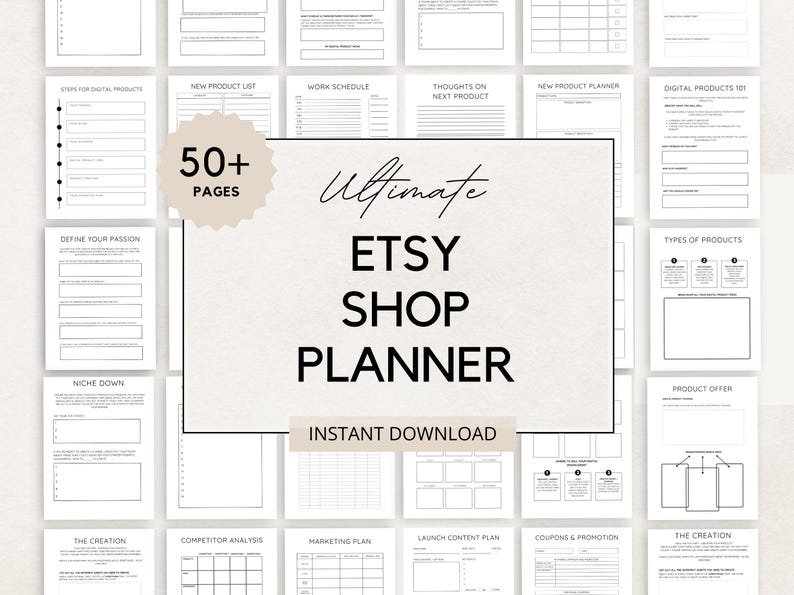 Streamline your Etsy business with this Etsy Shop Planner! Perfect for Etsy sellers, this planner helps you organize your shop, manage inventory, track sales, and plan your marketing efforts.