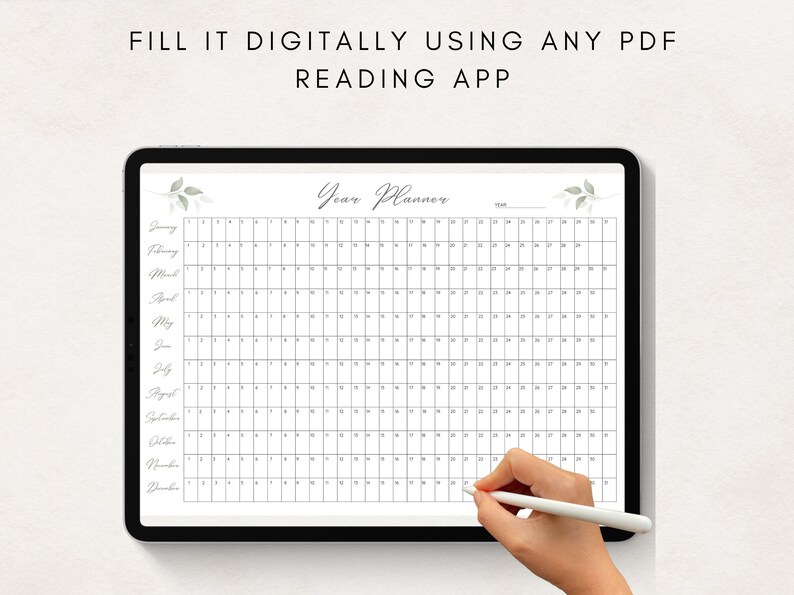 Plan your year with this Full Year Calendar Printable! This digital download offers Yearly Planner on 1 Page and wall calendar template. Perfect for professionals, students, and those seeking an efficient planning solution.