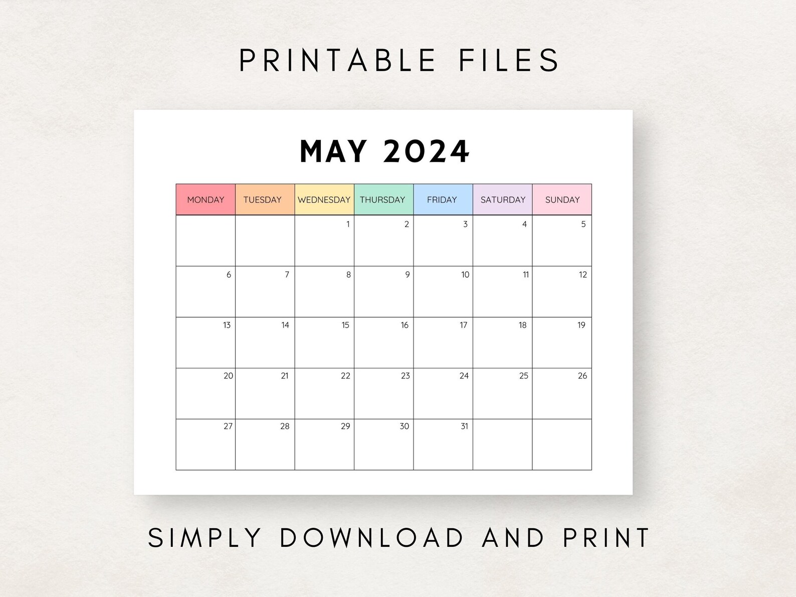 Monthly Calendar 2024, 2024 Calendar Printable, Blank Calendar 2024 ...