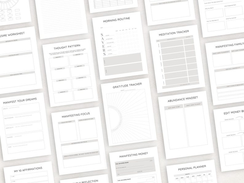 Unlock the power of your dreams with this Manifestation Planner Printable. This comprehensive Manifestation Journal is designed to help you manifest your goals, dreams, and desires using the Law of Attraction.