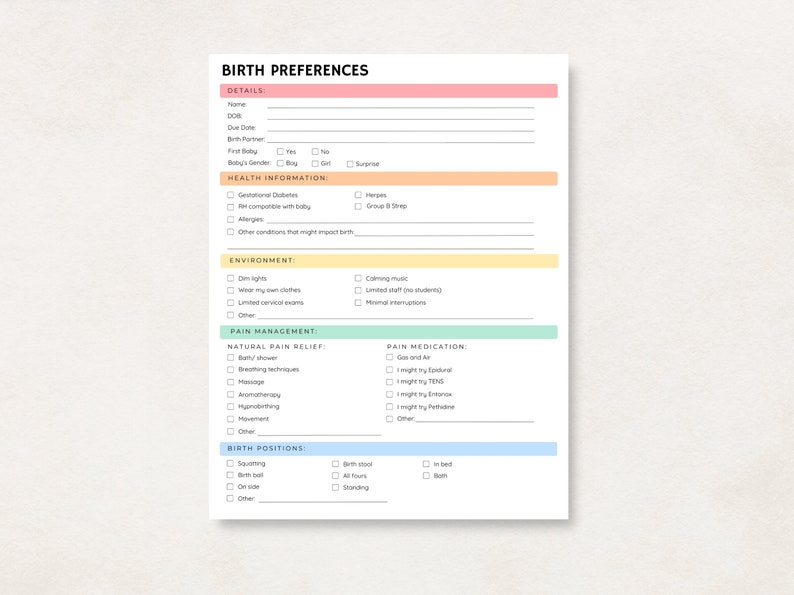 Prepare for the arrival of your little one with this Birth Plan Template Printable! This Birth Planner helps you outline preferences and make informed decisions for a personalized birthing experience.
