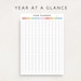 Yearly Planner on 1 Page, Year at a Glance, Undated Full Year Calendar ...