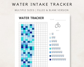 Water Tracker stampabile, assunzione di acqua, Water Tracker, Hydration Tracker, registro dell'assunzione di acqua, Health Tracker, Wellness Tracker, registro dell'idratazione