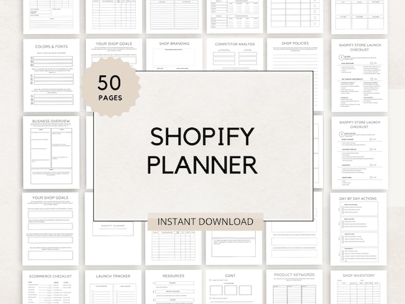 Shopify Planner, Shopify Store Planner Printable, Shopify Business Planner, Digital Shopify Planner, Shopify Shop Organization Planner
