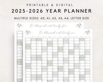 2025-2026 Yearly Planner, Year Planning Calendar, Calendar Poster, 2025-2026 Digital Calendar, 2025-2026 Calendar, 2025-2026 Printable Plan
