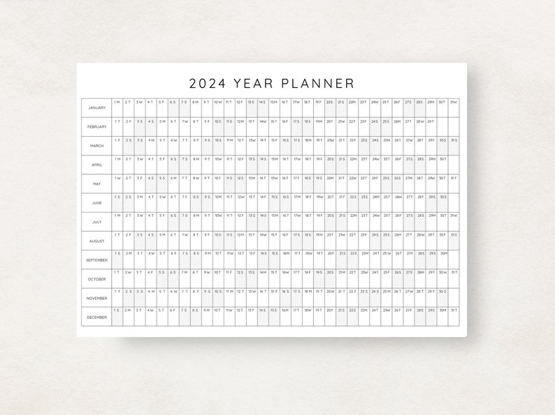 Plan your year with this 2024 Yearly Planner Printable! This digital download offers 2024 annual agenda and wall calendar template.