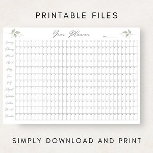 Plan your year with this Full Year Calendar Printable! This digital download offers Yearly Planner on 1 Page and wall calendar template. Perfect for professionals, students, and those seeking an efficient planning solution.