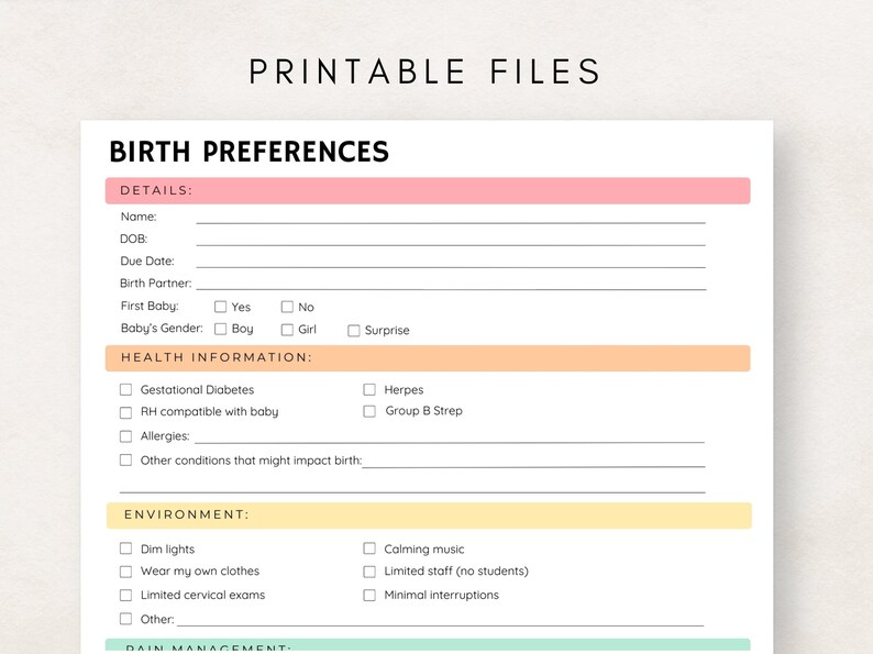 Prepare for the arrival of your little one with this Birth Plan Template Printable! This Birth Planner helps you outline preferences and make informed decisions for a personalized birthing experience.