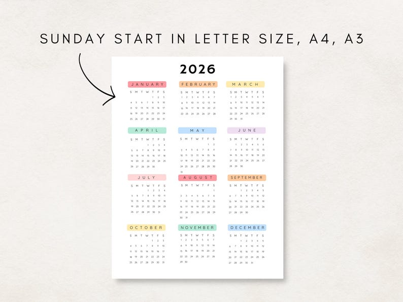 Plan ahead with this 2026 Yearly Calendar Printable! This digital download offers an annual calendar to stay organized throughout the year.