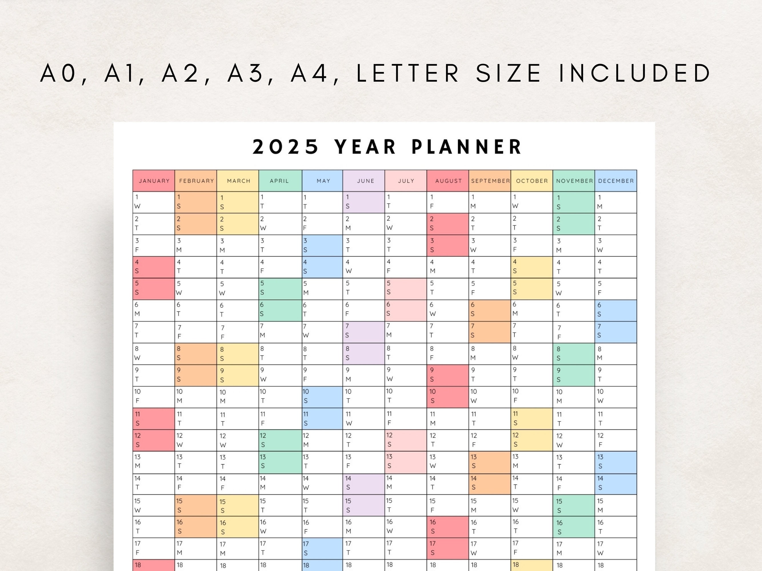2024-2025 Yearly Planner Printable, Year Planning Calendar, Calendar ...