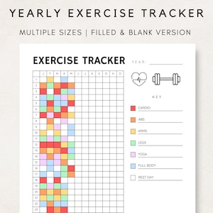 Exercise Tracker Printable, Fitness Tracker, Workout Tracker, Exercise Log, Exercise Planner, Activity Tracker, Bullet Journal, Gym Progress