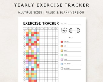 Exercise Tracker Printable, Fitness Tracker, Workout Tracker, Exercise Log, Exercise Planner, Activity Tracker, Bullet Journal, Gym Progress