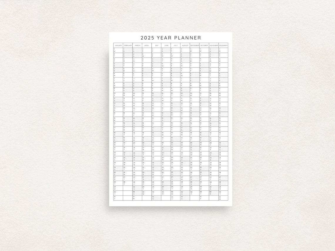 2025 Yearly Planner Printable, Yearly Planning Calendar, Calendar