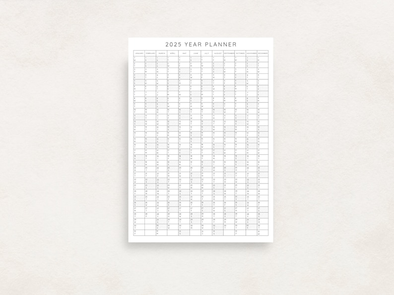2025 Yearly Planner Printable, Yearly Planning Calendar, Calendar Poster, Digital Calendar, 2025