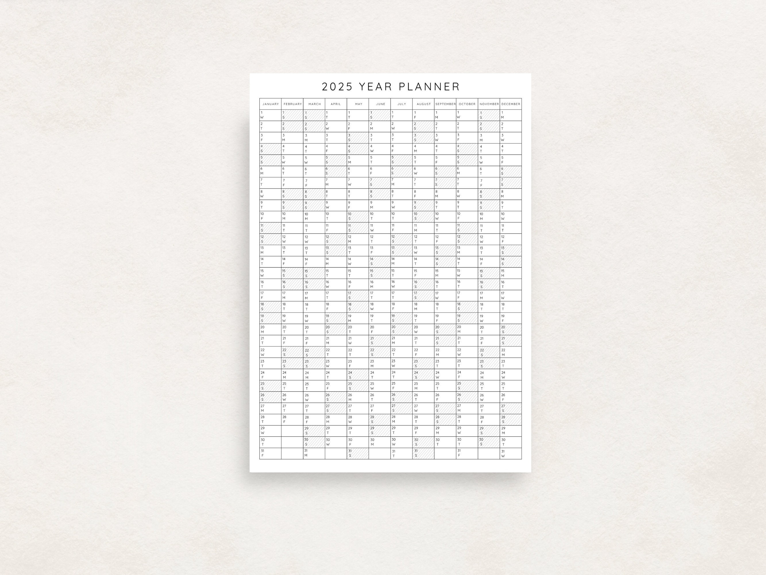 2025 Yearly Planner Printable, Yearly Planning Calendar, Calendar