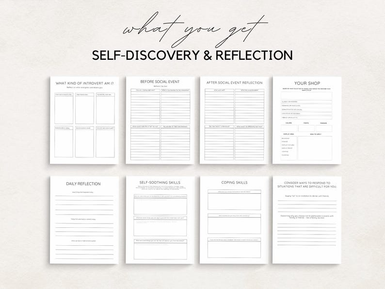 Embrace your introverted nature with this Introvert Journal Printable. This thoughtfully designed journal is perfect for introverts looking to reflect on their experiences, manage their energy, and practice self-care in a way that honors their personality.