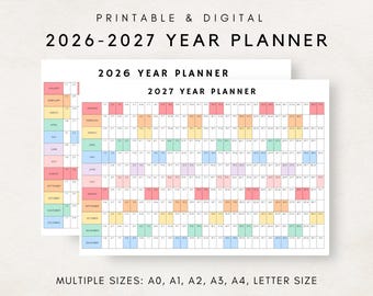 Jaarplanner 2026-2027, jaarplanningskalender, kalenderposter, digitale kalender 2026-2027, kalender 2026-2027, afdrukbaar plan 2026-2027