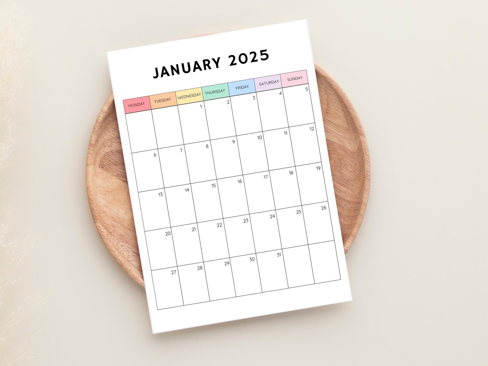 2025 Calendar Printable, Monthly Calendar 2025, Blank Calendar 2025, Calendar Template, 12 Month