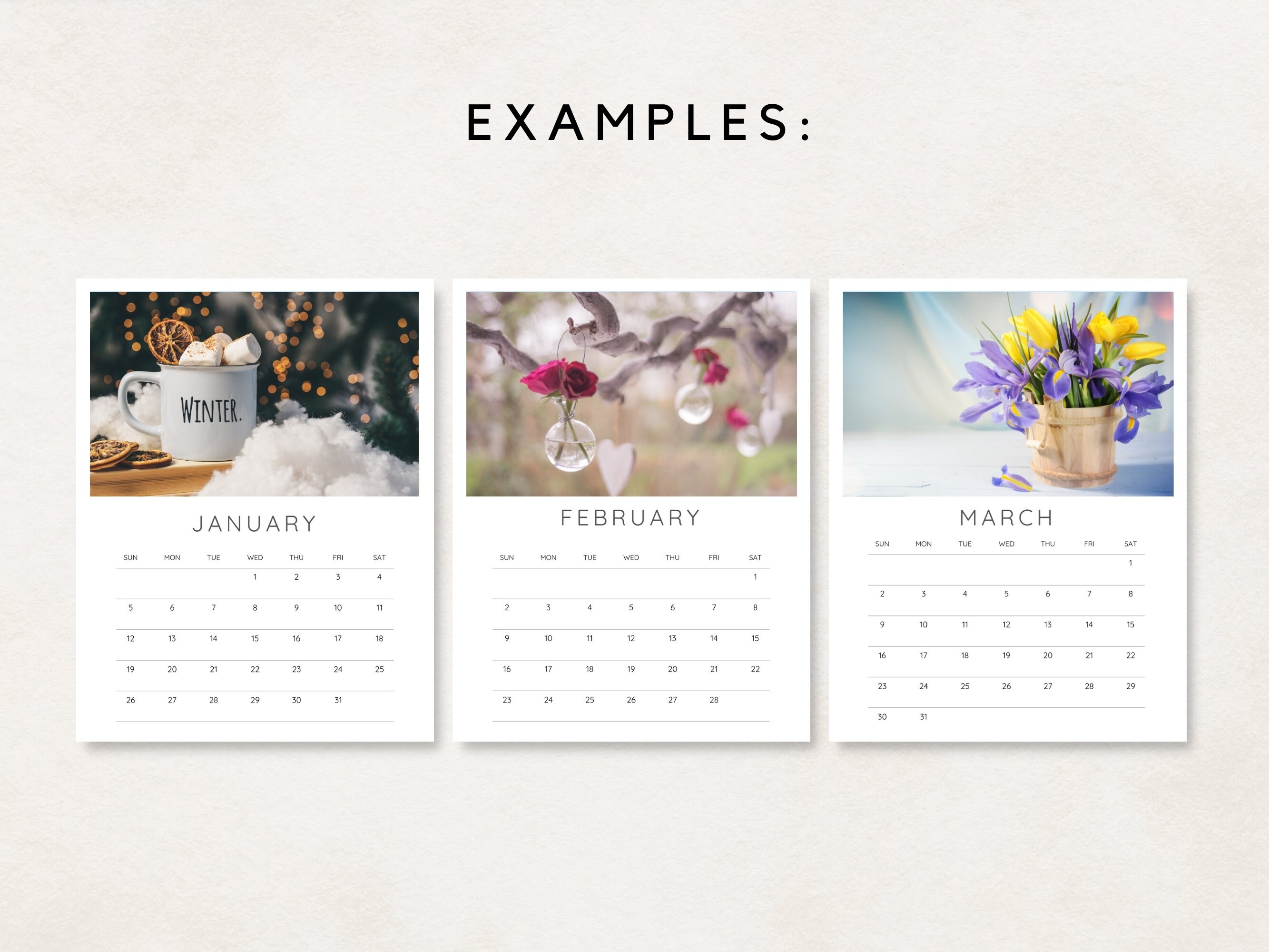 20242025 Calendar Template, Photo Calendar, 20242025 Calendar, Blank Photo Collage Calendar 2025