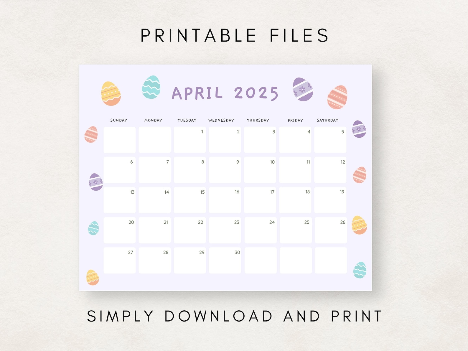 Cute 2025 Calendar Printable, Monthly Calendar 2025, 2025 Planner
