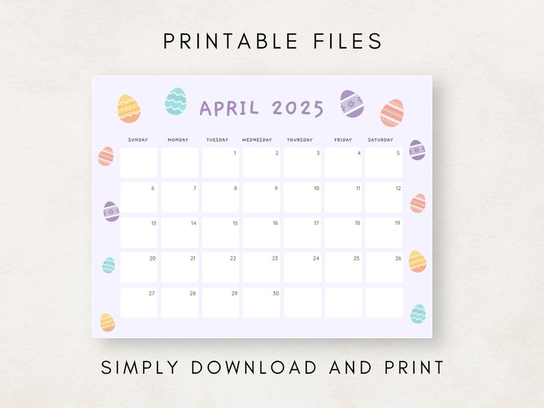 Cute 2025 Calendar Printable, Monthly Calendar 2025, 2025 Planner