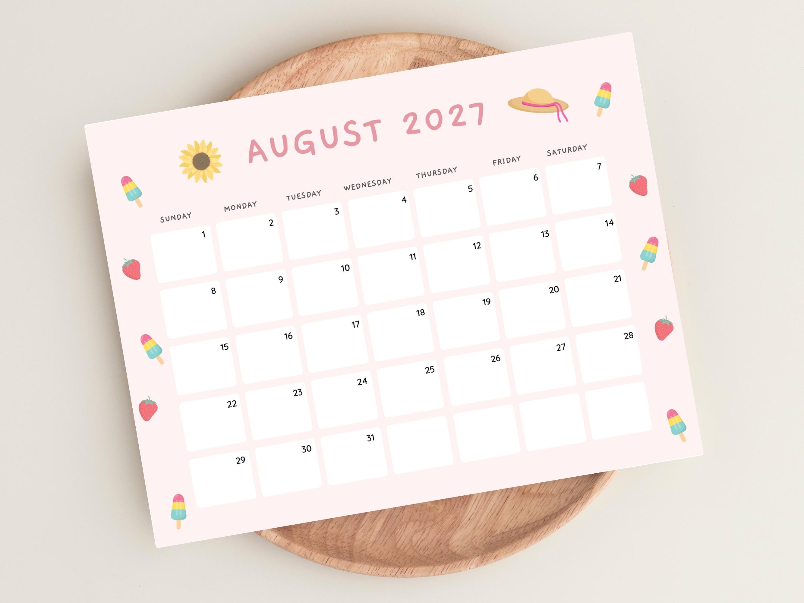 Cute 2027 Calendar Printable, Monthly Calendar 2027, 2027 Planner, Monthly Planner 2027, Aesthetic Calendar, 2027 Editable Calendar, 2027 - Etsy Israel