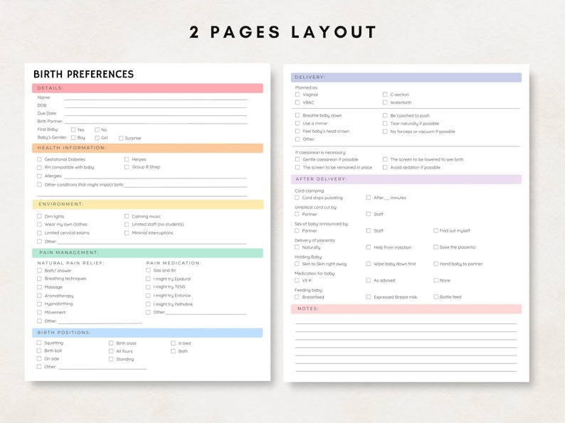 Prepare for the arrival of your little one with this Birth Plan Template Printable!  This include ready to print files and Editable Birth Plan.