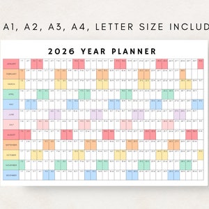 Plan your year with this 2026 Yearly Planner Printable! This digital download offers 2026 annual agenda and wall calendar template. Perfect for professionals, students, and those seeking an efficient planning solution.