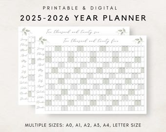 2025-2026 Yearly Planner, Year Planning Calendar, Calendar Poster, 2025-2026 Digital Calendar, 2025-2026 Calendar, 2025-2026 Printable Plan