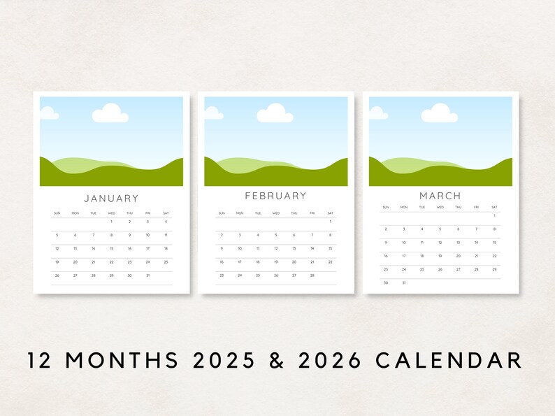 Step into the year with this versatile 2025-2026 Calendar Template! This editable calendar is designed for both personal and commercial use. Add your pictures or designs effortlessly.