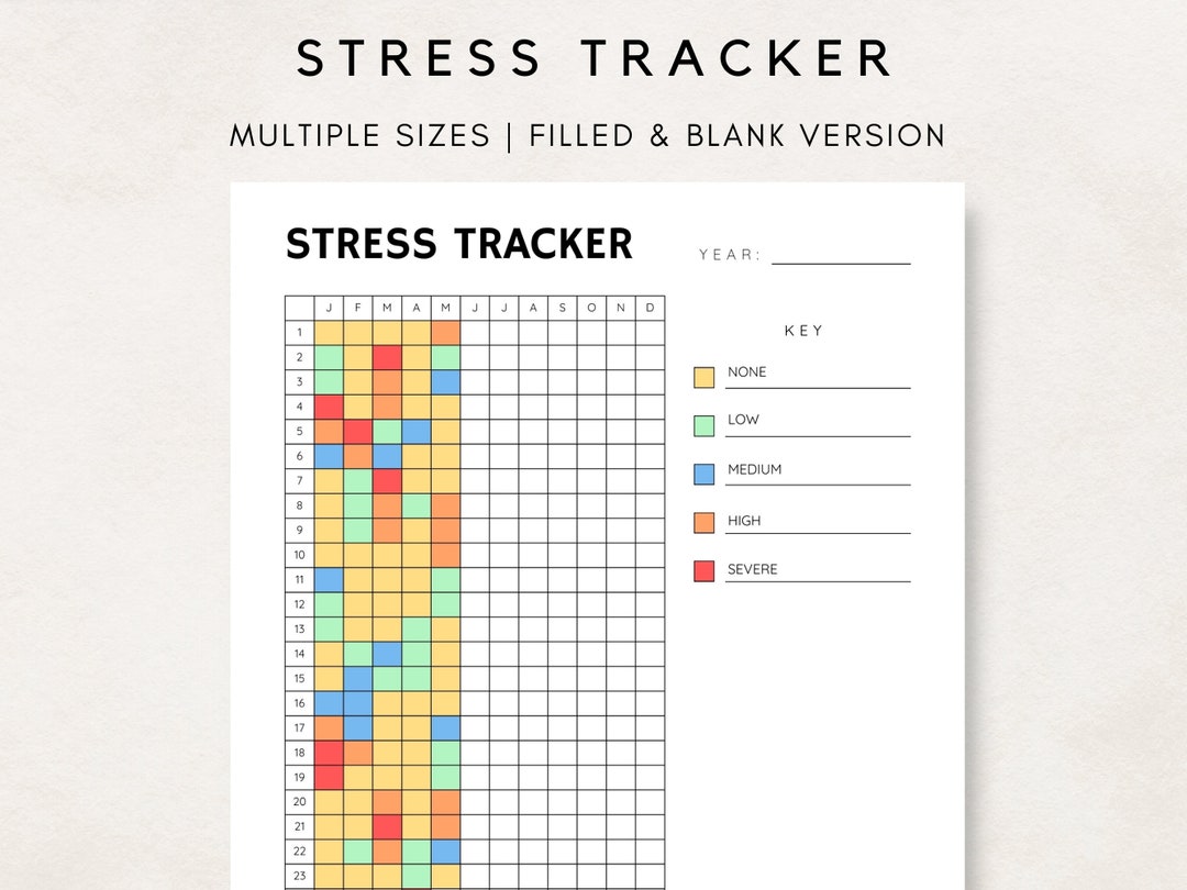 Stress Tracker Printable, Anxiety Tracker, Anxiety Journal, Mental