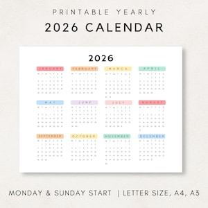 Plan ahead with this 2026 Yearly Calendar Printable!