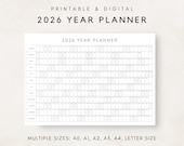 2026 Year Planner Printable, Yearly Planning Calendar, Calendar Poster, Digital Calendar, 2026 Calendar, 2026 Planner, Year at a glance