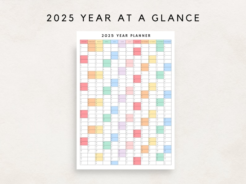 2025 Yearly Planner Printable, Yearly Planning Calendar, Calendar