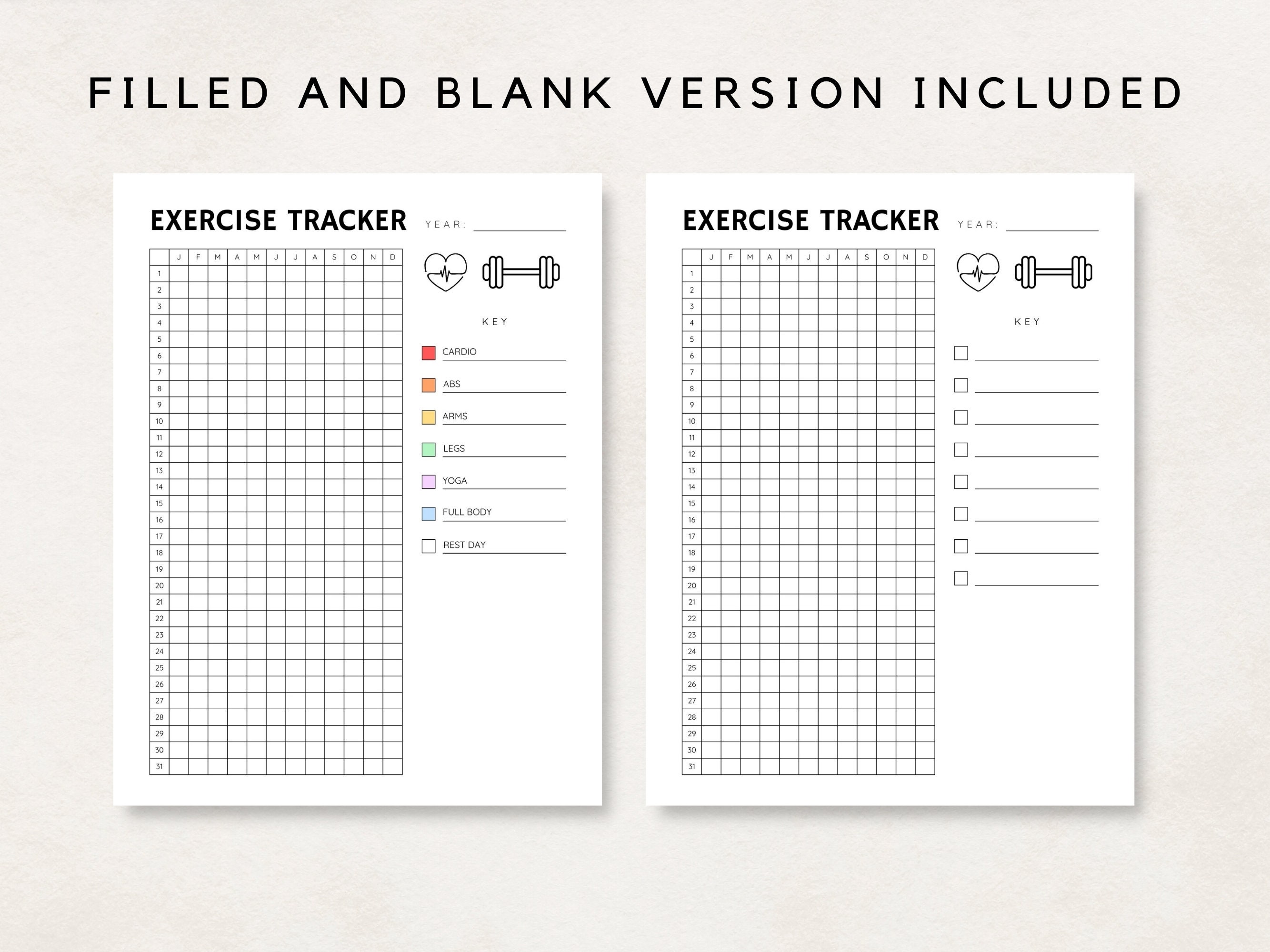 Exercise Tracker Printable, Fitness Tracker, Workout Tracker, Exercise