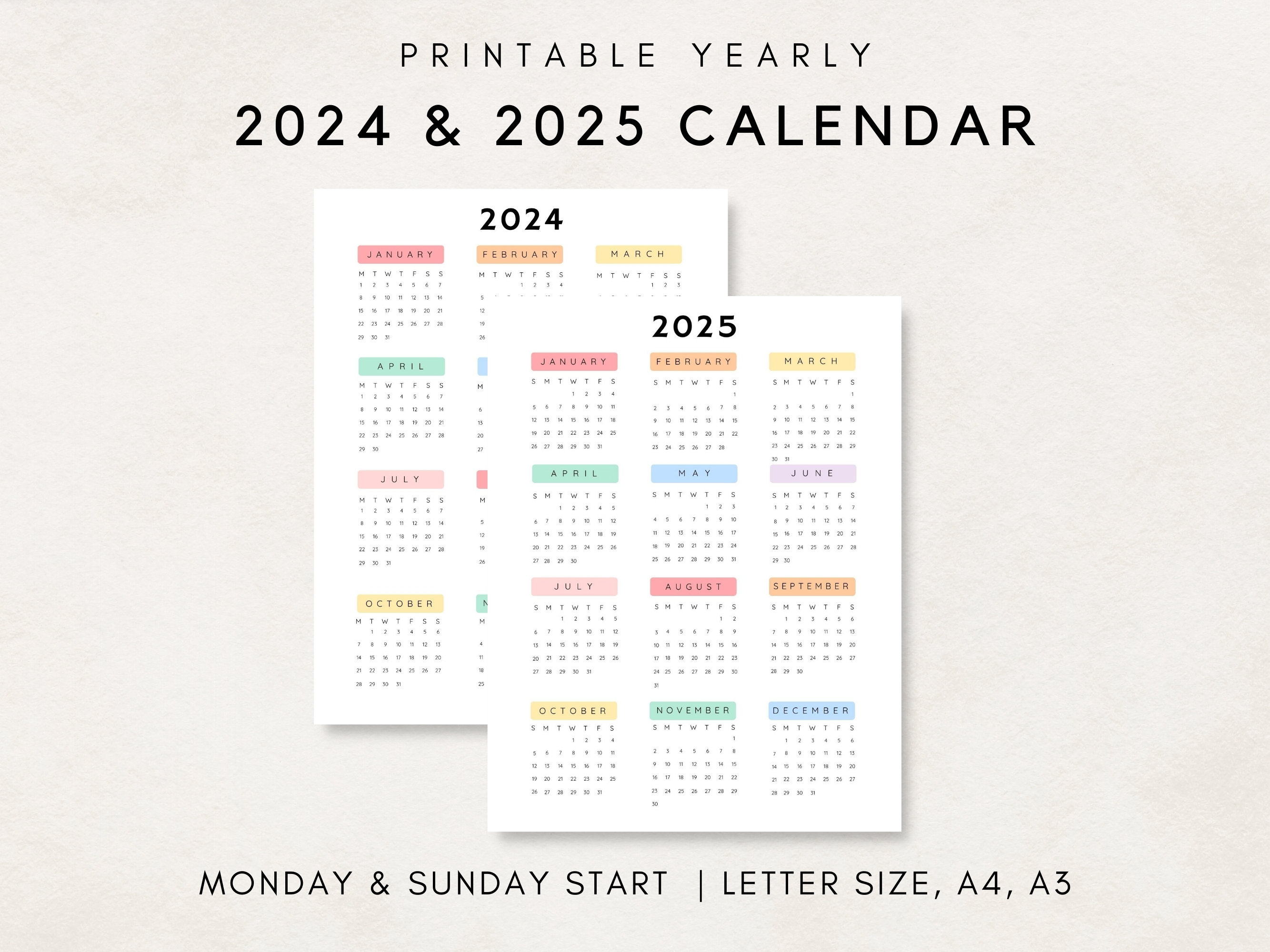 20242025 Yearly Calendar, Printable Calendar, 20242025 Calendar