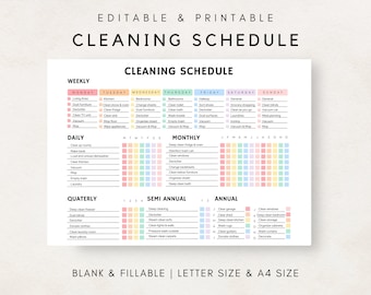 Cleaning Schedule Printable, Cleaning Checklist, Editable Cleaning, Cleaning Planner, Cleaning Printable, Cleaning List, Spring Cleaning