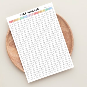 Yearly Planner on 1 Page, Year at a Glance, Undated Full Year Calendar ...