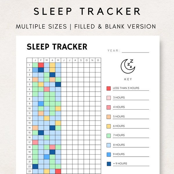 Sleep Tracker Printable, Sleep Log, Sleep Diary, Sleep Cycle, Sleep Analysis, Yearly Tracker, Bullet Journal, Planner Template,Daily Tracker