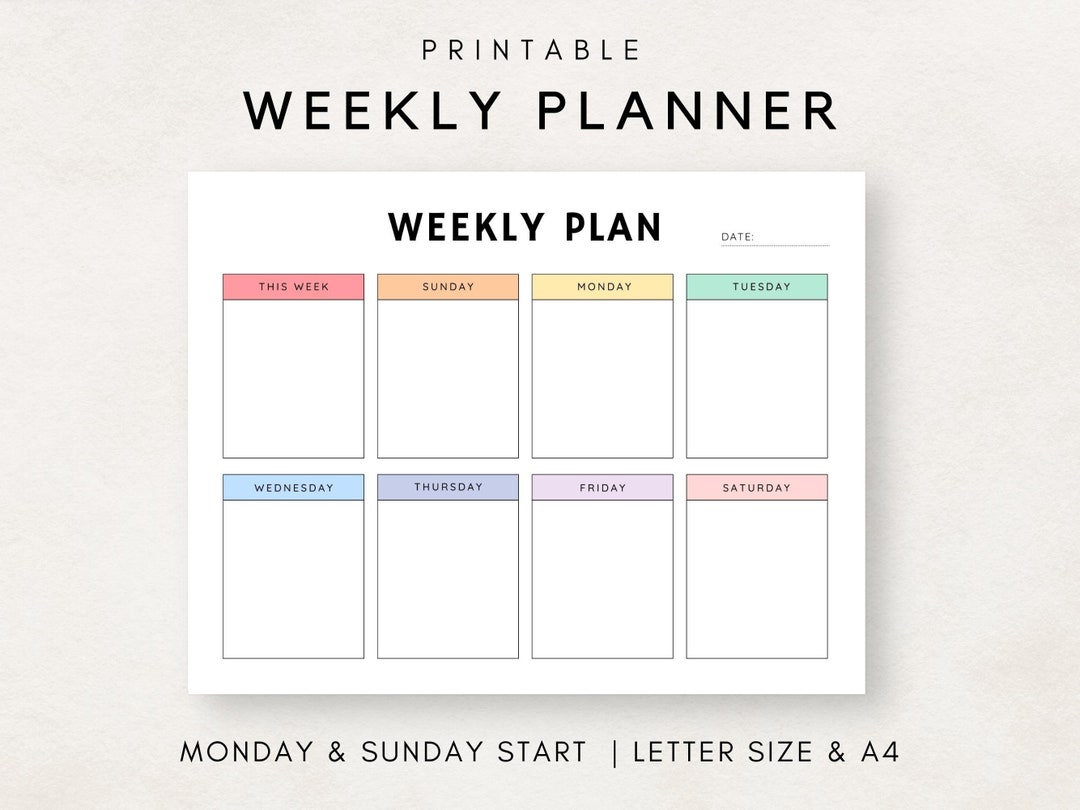 Weekly Schedule Printable Weekly Agenda Week at a Glance Weekly Weekly Schedule Printable Weekly Agenda Week at a Glance Weekly