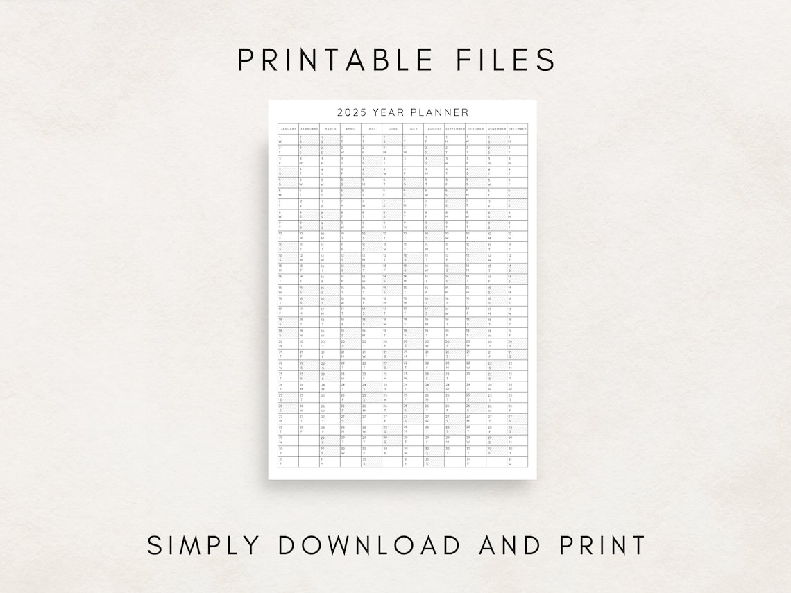 2025 Yearly Planner Printable, Yearly Planning Calendar, Calendar