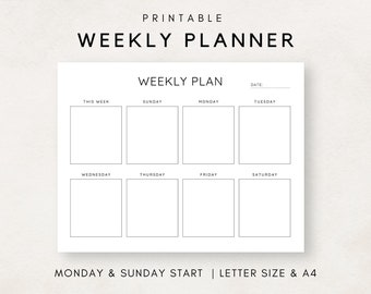 Weekly Schedule, Weekly Agenda, Week at a glance, Weekly Schedule Template, Minimalist Weekly Planner, Weekly Timetable, Weekly Printable