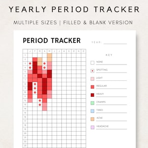 Periodetracker afdrukbaar, periodedagboek, periodekalender, periodeplanner, zelfzorgtracker, wellnesstracker, opsommingstekendagboek, periodeafdruk