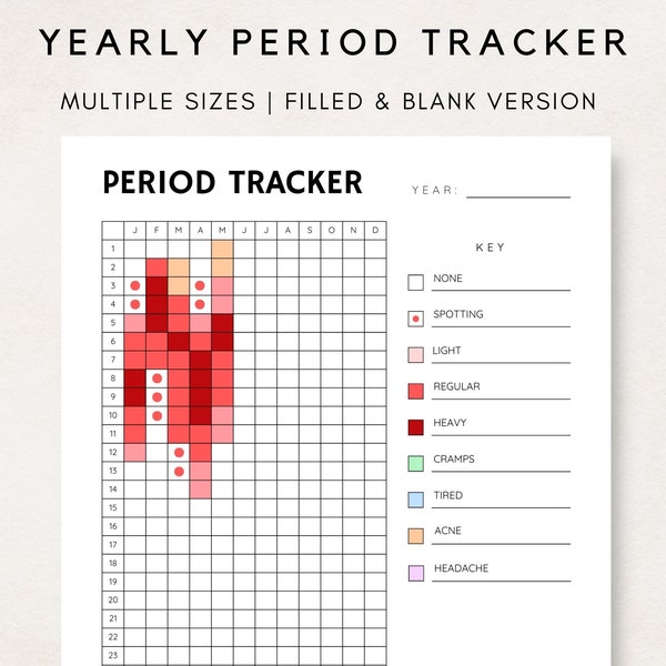 Period Tracker Printable, Period Journal, Period Calendar, Period Planner, Self Care Tracker, Wellness Tracker, Bullet Journal, Period Print