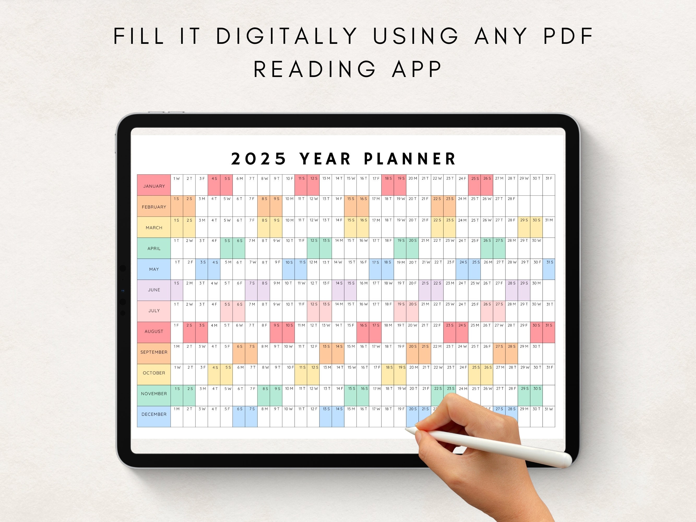 2025 Year Planner Printable, Yearly Planning Calendar, 2025 Calendar ...