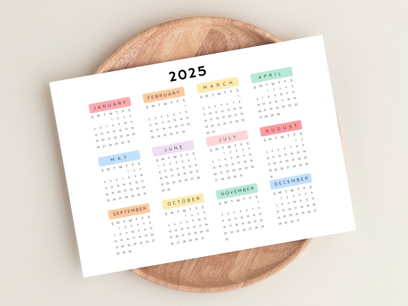 2025 Yearly Calendar Printable Calendar 2025 Calendar 2025 - Etsy UK