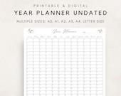 Full Year Calendar, Yearly Planner on 1 Page, Yearly Wall Planner, Annual Overview, Big Wall Calendar, Year At a Glance, Yearly Agenda