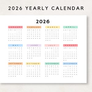 Plan ahead with this 2026 Yearly Calendar Printable!